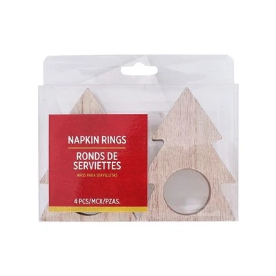 4-Pack Christmas Wooden Christmas Napkin Izindandatho